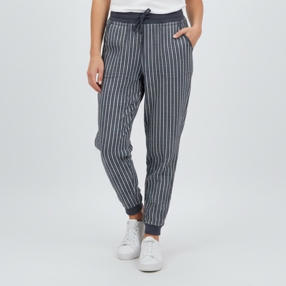 MAX STUDIO Striped Linen Blend Jogger Pants Drawstring Waist Size‎ S